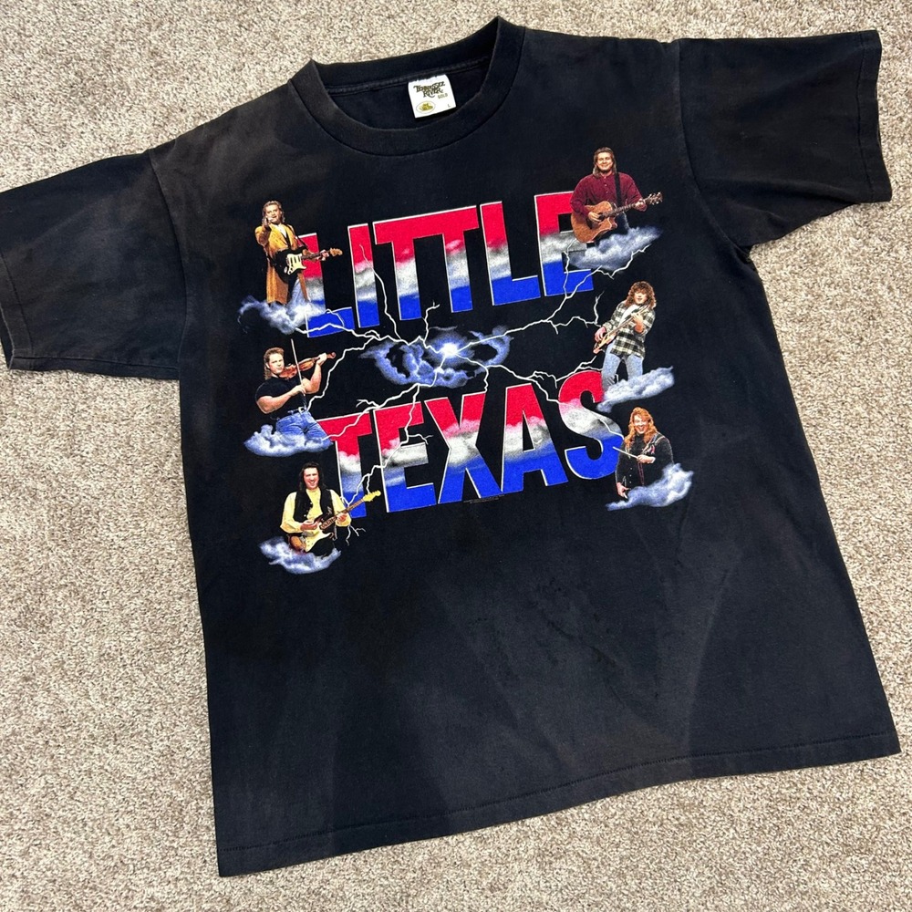 Vintage 90s Little Texas Country Music T-Shirt Mens Large Tennessee River Gold